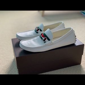 Gucci mens white loafer